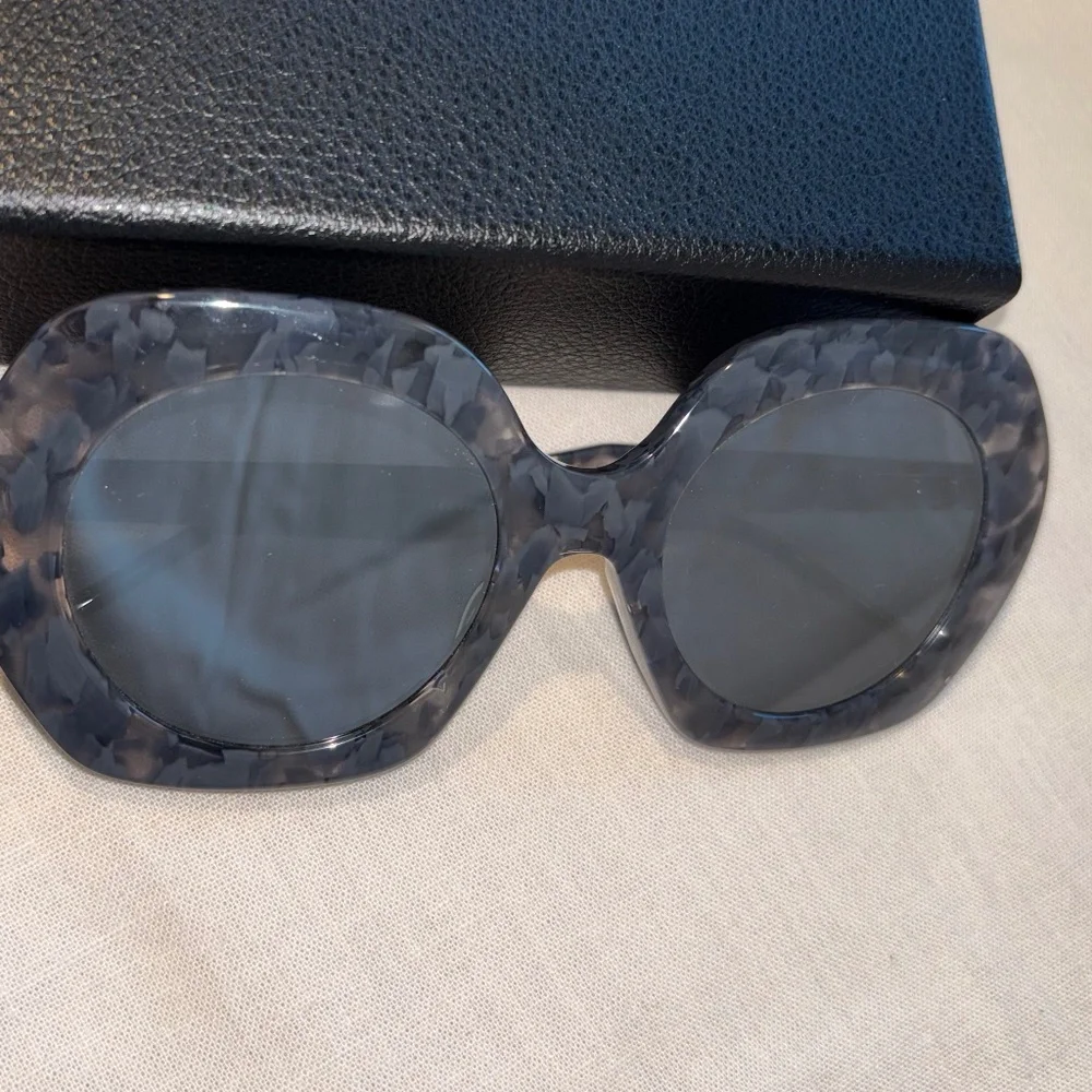 THOM BROWNE | Round Gray Tortoise Acetate Silver Mirror Lens Sunglasses | 54 mm - Picture 9 of 16